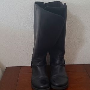Clarks tall black leather boots
